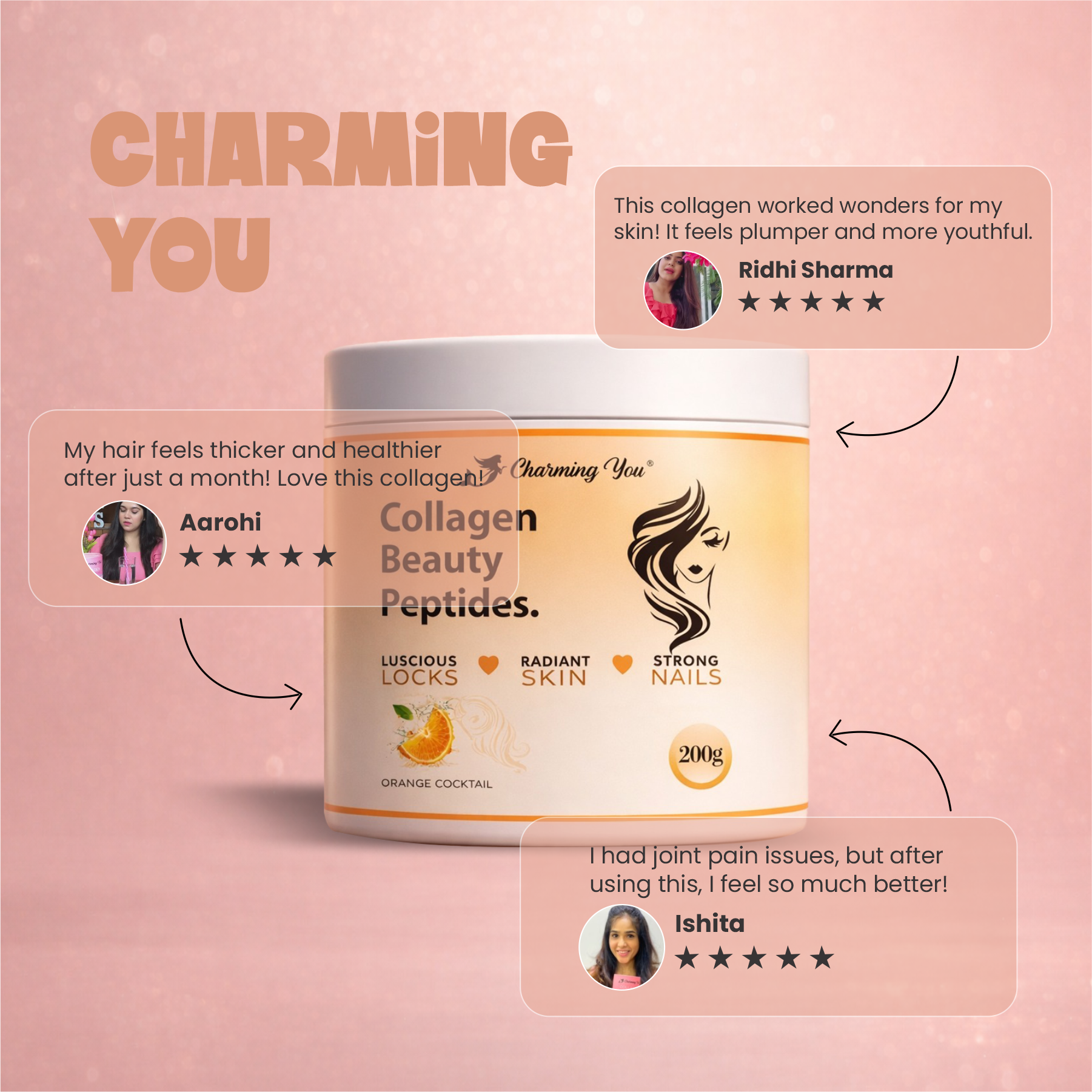 Charming You Collagen Beauty Peptides Orange Flavor
