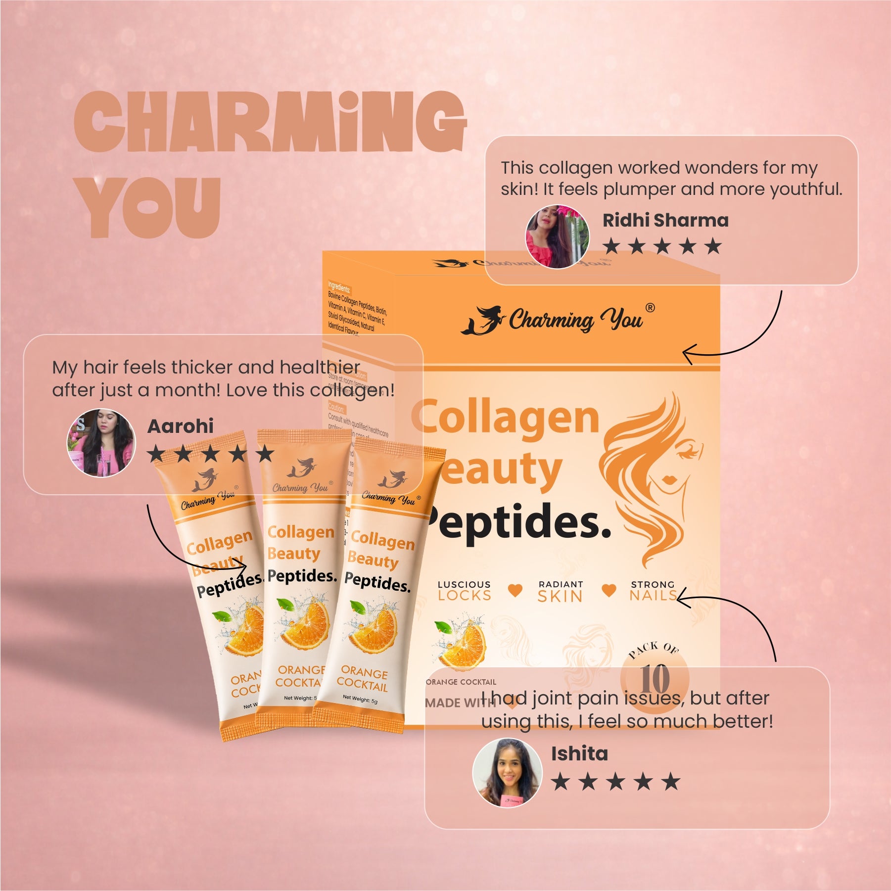 Charming You Collagen Beauty Peptides Orange Flavor