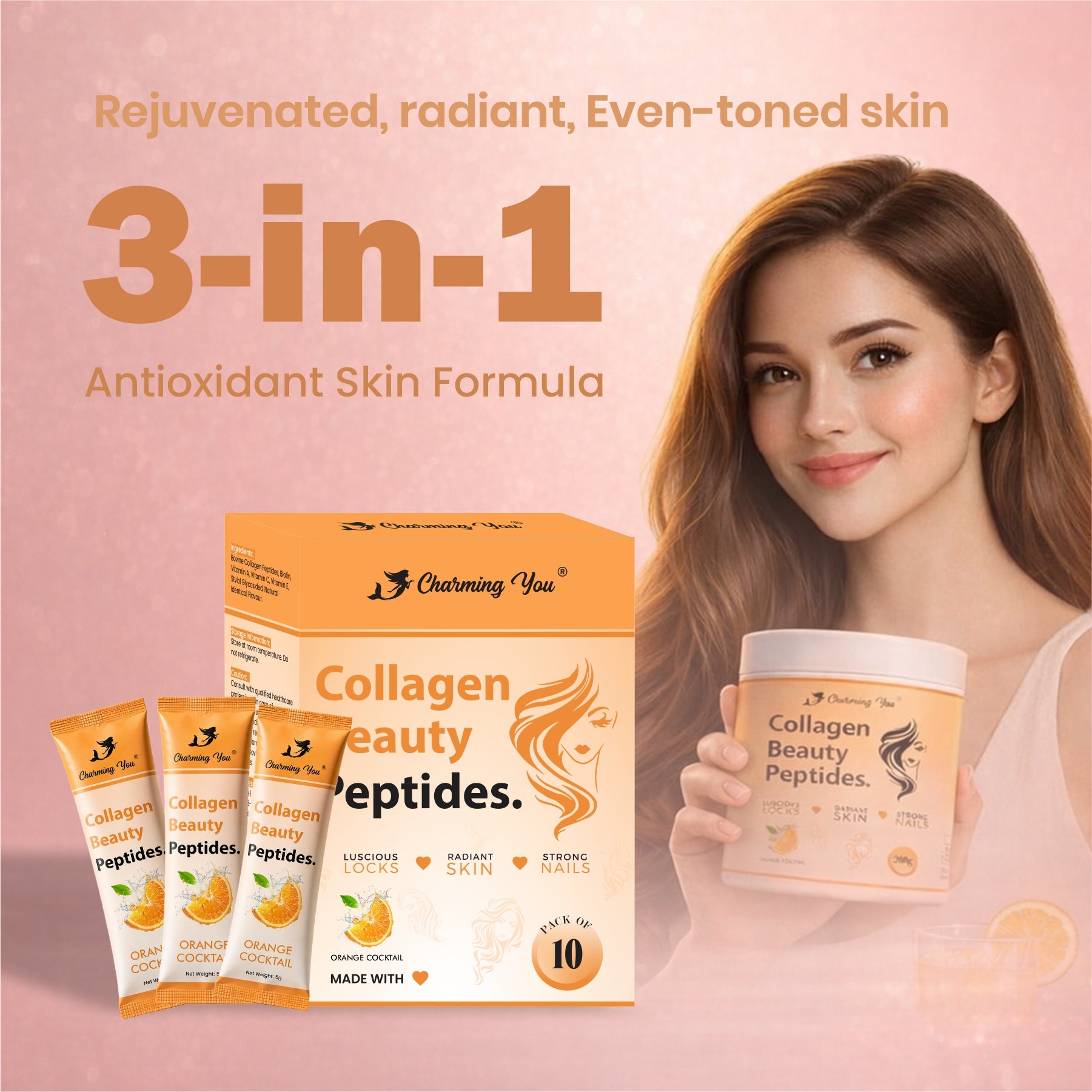 Charming You Collagen Beauty Peptides Orange Flavor