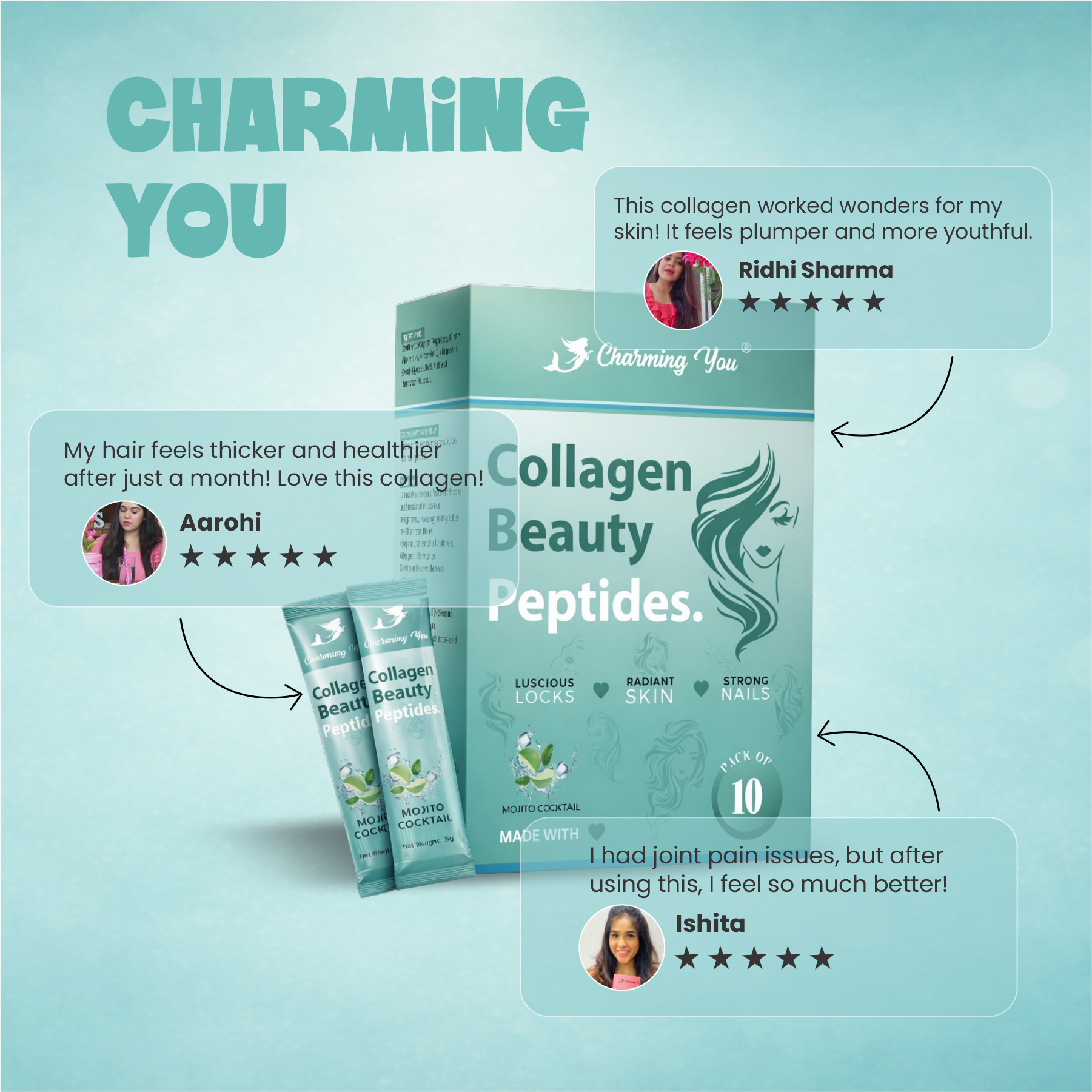 Charming You Collagen Beauty Peptides Mojito Cocktail Flavor
