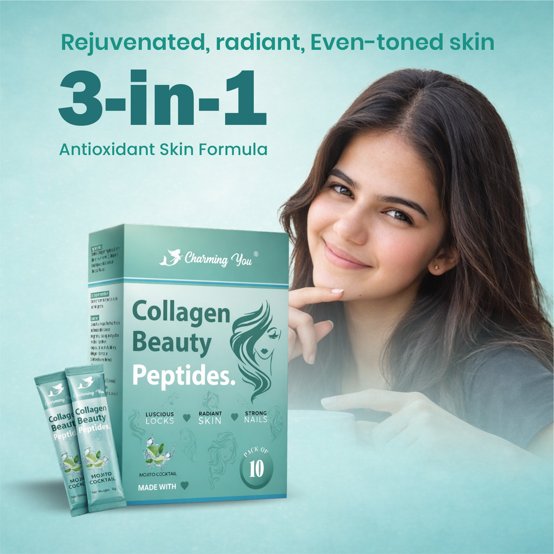 Charming You Collagen Beauty Peptides Mojito Cocktail Flavor